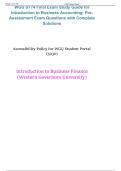 WGU D774 Final Exam Study Guide &ndash; Introduction to Business Accounting &ndash; Pre-Assessment Exam Questions with Complete Solutions &lpar;2026&sol;2027&rpar;