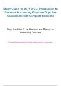 Study Guide for WGU D774 Introduction to Business Accounting &ndash; Objective Assessment Overview with Complete Solutions &lpar;2026&sol;2027&rpar;