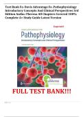 Test Bank For Davis Advantage For Pathophysiology Introductory Concepts And Clinical Perspectives 3rd Edition Author&colon;Theresa All Chapters Covered 100&percnt; Complete A&plus; Study Guide Latest Version