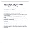 SNHU SCS-100 Quiz&period; Psychology&comma; Sociology&comma; Anthropology  Questions nd Answers