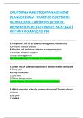 CALIFORNIA ASBESTOS MANAGEMENT  PLANNER EXAM   PRACTICE QUESTIONS  WITH CORRECT ANSWERS &lpar;VERIFIED  ANSWERS&rpar; PLUS RATIONALES 2026 Q&A &vert;  INSTANT DOWNLOAD PDF 