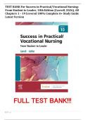 TEST BANK For Success in Practical&sol;Vocational Nursing&colon; From Student to Leader&comma; 10th Edition &lpar;Carroll&comma; 2026&rpar;&comma; All Chapters 1 &ndash; 19 Covered 100&percnt; Complete A&plus; Study Guide Latest Version