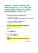 NFPA 1600 - Emergency Management & Business Continuity Questions And Correct Answers &lpar;Verified Answers&rpar; Plus Rationales 2026 Q&A &vert; Instant Download Pdf