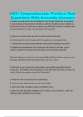 HESI Comprehension Practice Test Questions With Accurate Answers