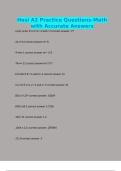 Hesi A2 Practice Questions-Math with Accurate Answers