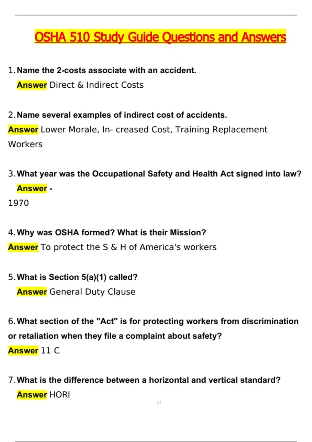 OSHA 510 Study Guide Exam Latest 2026 Actual Questions and Verified ...