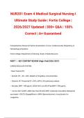 NUR201 Exam 4 Medical Surgical Nursing I Actual Ultimate Study Guide &vert; Fortis College &vert; 2026&sol;2027 Updated &vert; Verified Q&A &vert; 100&percnt; Correct &vert; A&plus; Guaranteed