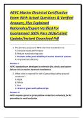 ABYC Marine Electrical Certification Exam With Actual Questions & Verified Answers&comma; Plus Explained Rationales&sol;Expert Verified For Guaranteed 100&percnt; Pass 2026&sol;Latest Update&sol;Instant Download Pdf