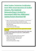 Wind Turbine Technician Certification Exam With Actual Questions & Verified Answers&comma; Plus Explained Rationales&sol;Expert Verified For Guaranteed 100&percnt; Pass 2026&sol;Latest Update&sol;Instant Download Pdf
