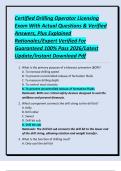 Certified Drilling Operator Licensing Exam With Actual Questions & Verified Answers&comma; Plus Explained Rationales&sol;Expert Verified For Guaranteed 100&percnt; PaCertified Drilling Operator Licensing Exam With Actual Questions & Verified Answers&comma; Plus Explained Ration