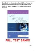 Test Bank For Alexanders Care Of The&period; Patient In Surgery 17th Edition By&period; Rothrock All Chapters Covered 100&percnt; Complete A&plus; Study Guide Latest Version
