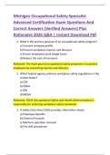 Michigan Occupational Safety Specialist  Advanced Certification Exam Questions And  Correct Answers &lpar;Verified Answers&rpar; Plus  Rationales 2026 Q&A &vert; Instant Download Pdf