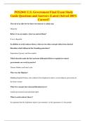 POS2041 U&period;S&period; Government Final Exam Study Guide Questions and Answers &lpar;Latest&rpar; Solved 100&percnt; Correct