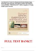 Test Bank For Teach For Illustrated Dental Embryology&comma; Histology And Anatomy&comma; 6th Edition Author&colon;All Chapters Covered ISBN&colon;- 9780323611077 100&percnt; Complete A&plus; Study Guide Latest Version