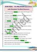 AHN SEAL - 5th RELIGION Questions  with Detailed Verified Answers 