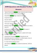 AHN Questions with Detailed Verified  Answers
