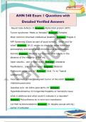 AHN 548 Exam 1 Questions with  Detailed Verified Answers