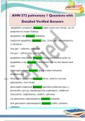 AHN 572 pulmonary 1 Questions with  Detailed Verified Answers