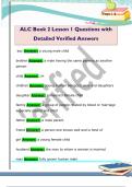 ALC Book 2 Lesson 1 Questions with  Detailed Verified Answers