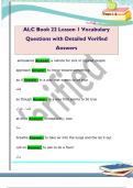 ALC Book 22 Lesson 1 Vocabulary  Questions with Detailed Verified  Answers