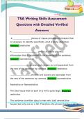 TSA Writing Skills Assessment  Questions with Detailed Verified  Answers 