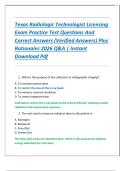 Texas Radiologic Technologist Licensing Exam Practice Test Questions And Correct Answers &lpar;Verified Answers&rpar; Plus Rationales 2026 Q&A &vert; Instant Download Pdf