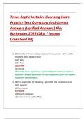 Texas Septic Installer Licensing Exam Practice Test Questions And Correct Answers &lpar;Verified Answers&rpar; Plus Rationales 2026 Q&A &vert; Instant Download Pdf