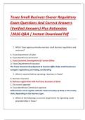 Texas Small Business Owner Regulatory Exam Questions And Correct Answers &lpar;Verified Answers&rpar; Plus Rationales &vert;2026 Q&A &vert; Instant Download Pdf