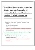 Texas Library Media Specialist Certification Practice Exam Questions And Correct Answers &lpar;Verified Answers&rpar; Plus Rationales &vert;2026 Q&A &vert; Instant Download Pdf