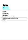 2025 AQA GCSE  GERMAN 8668&sol;SF Paper 2 Speaking Foundation Tier Question paper with approved marking scheme    
