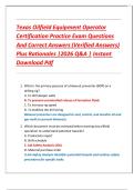 Texas Oilfield Equipment Operator Certification Practice Exam Questions And Correct Answers &lpar;Verified Answers&rpar; Plus Rationales &vert;2026 Q&A &vert; Instant  Download Pdf