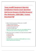 Texas Landfill Equipment Operator Certification Practice Exam Questions And Correct Answers &lpar;Verified Answers&rpar; Plus Rationales &vert;2026 Q&A &vert; Instant  Download Pdf