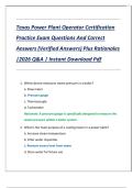 Texas Power Plant Operator Certification Practice Exam Questions And Correct Answers &lpar;Verified Answers&rpar; Plus Rationales &vert;2026 Q&A &vert; Instant Download Pdf