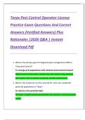 Texas Pest Control Operator License Practice Exam Questions And Correct Answers &lpar;Verified Answers&rpar; Plus Rationales &vert;2026 Q&A &vert; Instant Download Pdf