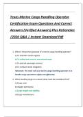 Texas Marine Cargo Handling Operator Certification Exam Questions And Correct Answers &lpar;Verified Answers&rpar; Plus Rationales &vert;2026 Q&A &vert; Instant Download Pdf