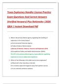 Texas Explosives Handler License Practice Exam Questions And Correct Answers &lpar;Verified Answers&rpar; Plus Rationales &vert;2026  Q&A &vert; Instant Download Pdf