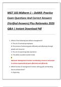 MGT 103 Midterm 1 &ndash; DeMill&colon; Practice  Exam Questions And Correct Answers  &lpar;Verified Answers&rpar; Plus Rationales 2026  Q&A &vert; Instant Download Pdf