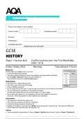 2025 AQA GCSE HISTORY Paper 1 Section B&sol;A&colon; Conflict and tension&colon; the First World War&comma;1894&ndash;1918  Question paper with approved marking scheme