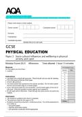 2025 AQA GCSE PHYSICAL EDUCATION Paper 2Socio-cultural influences and wellbeing in physical activity and sport   Question paper with approved marking scheme
