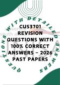 CUS3701 REVISION QUESTIONS WITH 100&percnt; CORRECT ANSWERS &ndash; 2026 PAST PAPERS