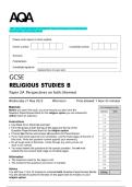 2025 AQA GCSE RELIGIOUS STUDIES B   Paper 2A Perspectives on faith &lpar;themes&rpar; Question paper with approved marking scheme