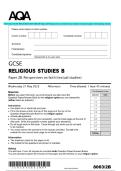 2025 AQA GCSE RELIGIOUS STUDIES B Paper 2B Perspectives on faith &lpar;textual studies&rpar;  Question paper with approved marking scheme