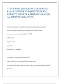 TCOLE Practice Exam&colon; Texas Basic Peace Officer 130 Questions with Verified Answers &lpar;2026&ndash;2027 Edition&rpar;