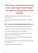 NSG3160 Exam 1 Health Assessment Complete Review &vert; Galen College &vert; 2026&sol;2027 Updated &vert; 400&plus; Questions & Verified Answers &vert; A&plus; Grade Guaranteed