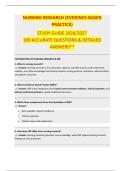 &ast;&ast;NURSING RESEARCH &lpar;EVIDENCE-BASED PRACTICE&rpar;  STUDY GUIDE 2026&sol;2027 100 ACCURATE QUESTIONS & DETAILED ANSWERS&ast;&ast;