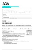 2025 AQA GCSE SOCIOLOGY Paper 2 The Sociology of Crime and Deviance and Social Stratification Question paper with approved marking scheme     