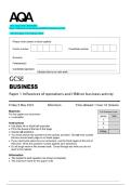 2025 AQA GCSE  BUSINESS Paper 1 Influences of operations and HRM on business activity    Question paper with approved marking scheme