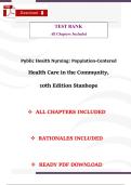 TEST BANK for Public Health Nursing&colon; Population-Centered Health Care in the Community&comma; 11th Edition by Stanhope &ndash; Complete Chapter Questions