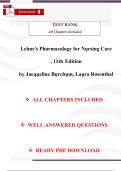 TEST BANK for Lehne&rsquo;s Pharmacology for Nursing Care&comma; 11th Edition by Burchum &ndash; Complete Chapter Questions
