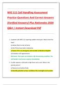NHS 111 Call Handling Assessment  Practice Questions And Correct Answers  &lpar;Verified Answers&rpar; Plus Rationales 2026  Q&A &vert; Instant Download Pdf 